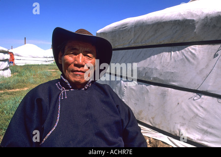 Nomadic Villager next to Ger in rural Mongolia Ulaanbaatar Mongolian ...