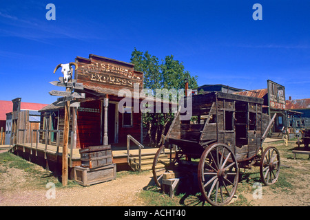 Stagecoach in old 1880s ghost town in Murdo South Dakota used in many movies Stock Photo