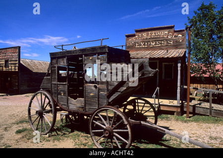 Stagecoach in old 1880s ghost town in Murdo South Dakota used in many movies Stock Photo