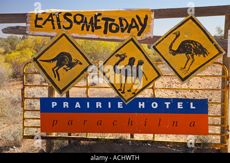 Sign for Prairie Hotel Parachilna Flinders Ranges South Australia Australia Stock Photo