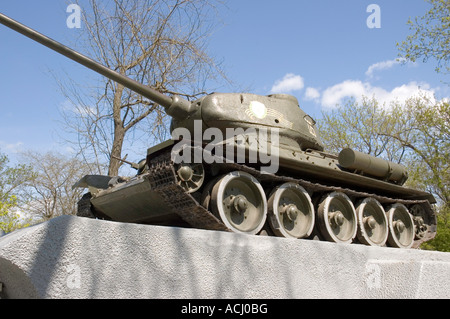 Soviet World War 2 tank memorial in the North Caucasus city of Georgievsk in South Western Russia Stock Photo