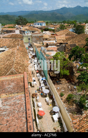 Trinidad, Cuba - red roofs with the Escambray Sierra in the background Stock Photo