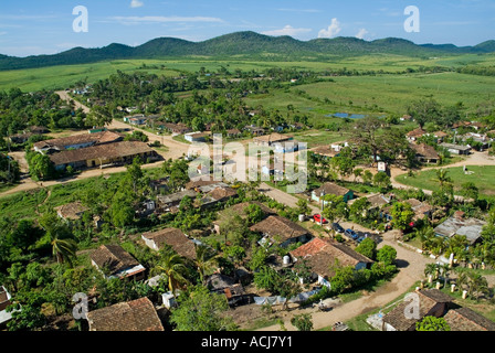 Former sugar cane plantation Manaca-Iznaga estate with the Escambray Sierra in the distance, Valle De Los Ingenios, Cuba. Stock Photo