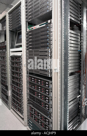 HP Proliant rack mounted servers and management console Stock Photo