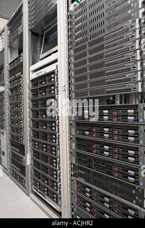 HP Proliant rack mounted servers and management console Stock Photo