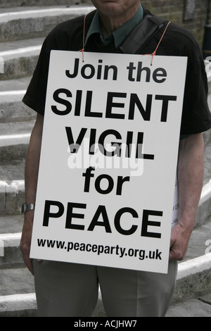 Religious man with placard Stock Photo