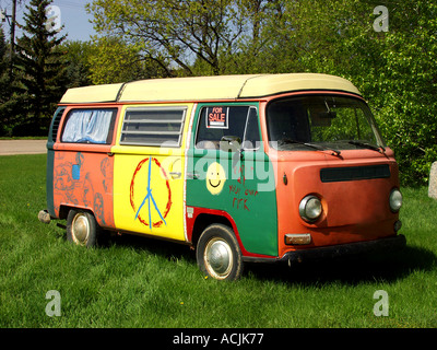 Brightly Painted Hippie Van Stock Photo