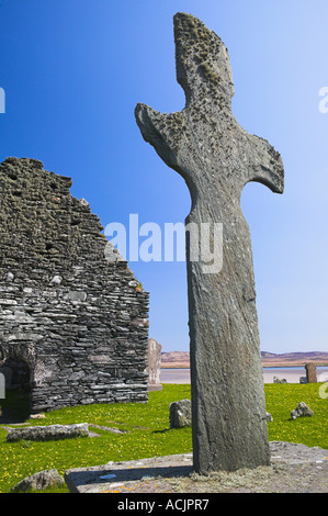 Stone cross at Kilnave Chapel, Isle of Islay, Agyll and Bute, Scotland Stock Photo