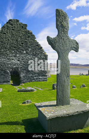 Stone cross at Kilnave Chapel, Isle of Islay, Agyll and Bute, Scotland Stock Photo