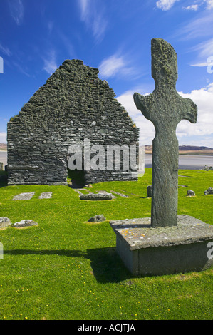 Stone cross at Kilnave Chapel, Isle of Islay, Agyll and Bute, Scotland Stock Photo