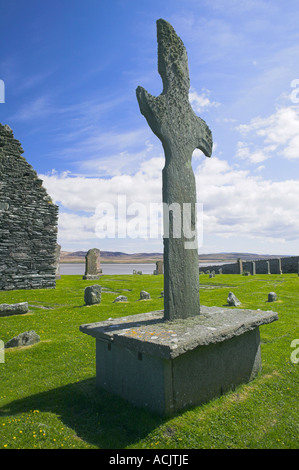 Stone cross at Kilnave Chapel, Isle of Islay, Agyll and Bute, Scotland Stock Photo