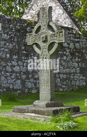 The 9th Century High Cross of Kildalton Church near Port Ellen, Isle of Islay, Argyll and Bute, Scotland Stock Photo