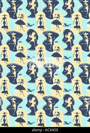 illustrated pattern featuring women Stock Photo