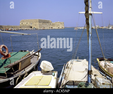 geography / travel, Greece, Crete, Iraklion, harbour, old harbour and the harbour fortress Koules (Rocca al Mare), Stock Photo