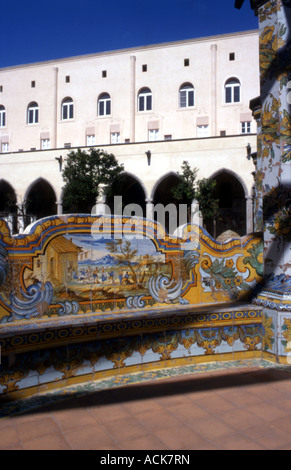 Naples South Italy Majolica tile work in the cloister of the church of ...