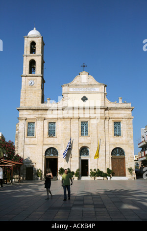 Greek Orthodox church at the main square in Chania, Crete, Greece. Stock Photo