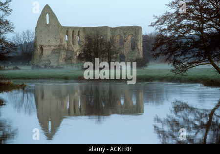 Newark Priory & River Wey, Pyrford, Ripley, Surrey, UK Stock Photo