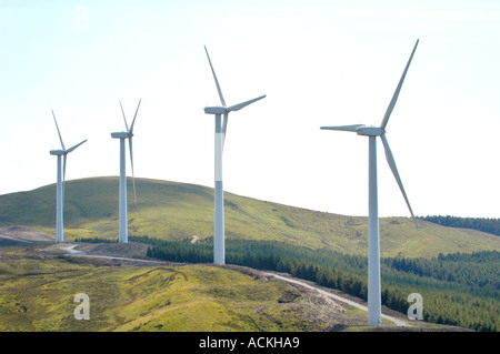 Cefn Croes windfarm on mountaintop plateau nr Aberystwyth consisting of 39 turbines 100m high generating 60MW of electricity Stock Photo