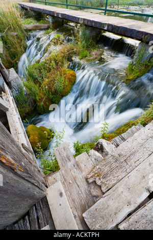 Gacka river source 'Tonkovic vrilo', remains of old mill Croatia Stock Photo
