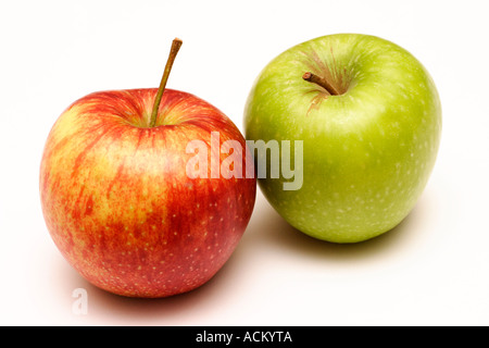 Red and green apples on a white background Stock Photo