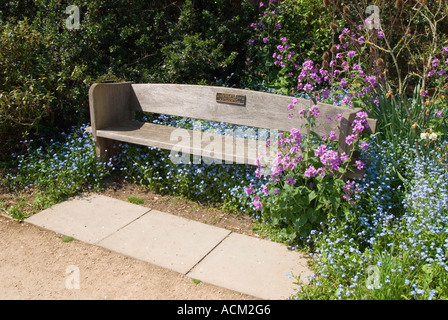 A bench in the  enclosed gardens of Forty Hall in Enfield North London Stock Photo