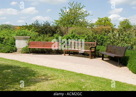 Benches in the enclosed gardens of Forty Hall in Enfield North London Stock Photo