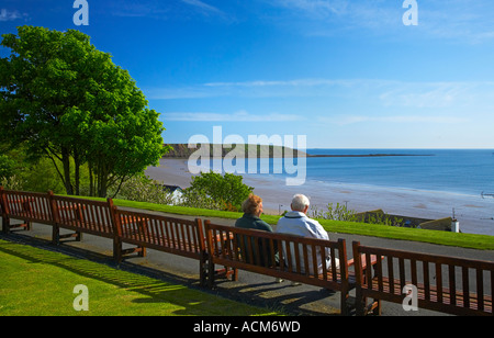 The Brigg from the Crescent Gardens Filey near Scarborough North Yorkshire Coast England Stock Photo