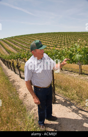 Tour of cabernet grape field at Eberle Winery in Paso Robles, California with grower Howie Steinbeck Stock Photo