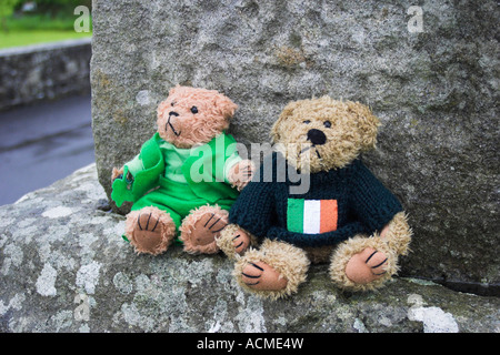Beni and Blarni two teddy bears at the High Cross Drumcliffe Stock Photo