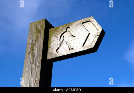 Fingerpost footpath direction sign against blue sky in the Brecon Beacons National Park Powys Wales UK Stock Photo