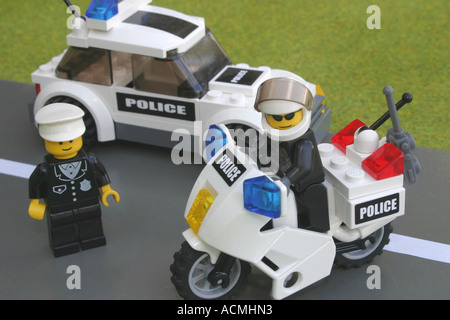 Lego police vehicles on the road Stock Photo