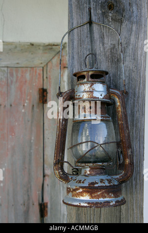 Gas lantern light lamp bulb lantern burning lit alight antique backpacking equipment gear power failure lightbulb light bulb Stock Photo