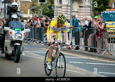 Tour de France Television cameras follow David Millar in the lead through Gravesend Kent UK 2007 Stock Photo