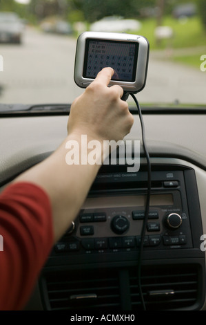 Satellite Navigation System in Automobile Stock Photo