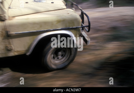 A blurred landrover 4wd  off road, photo by Bruce Miller Stock Photo