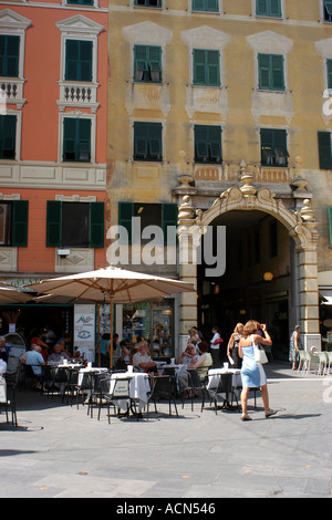 Street market stall in Rapallo, Liguria, selling fresh fruit and ...