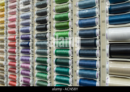 Spools of Sewing Thread on Display in Fabric Center Stock Photo - Alamy