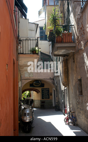 The streets and cafes of Alassio on the Italian Riviera. Stock Photo