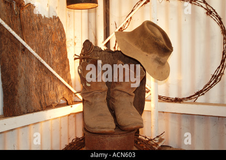 old akubra hat and R M Williams boots outback Australia dsc 2362