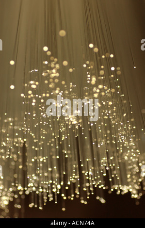 Stream of light flows falls from fiber optic cable dsc 6031 Stock Photo