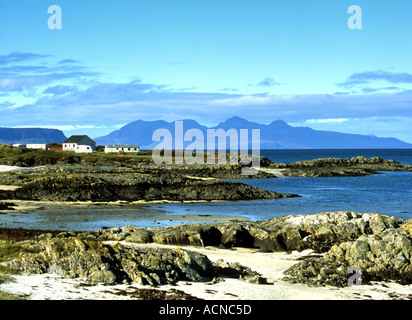 View to Rum from Portnaluchaig near Mallaig in Scotland Stock Photo