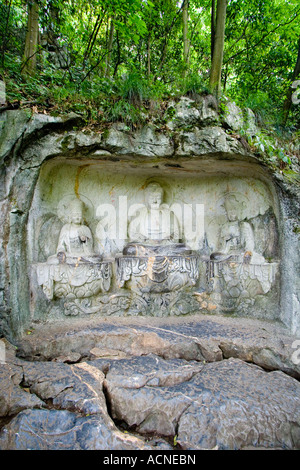 Buddhist Rock Carvings Feilai Peak Lingyin Temple Hangzhou China Stock Photo