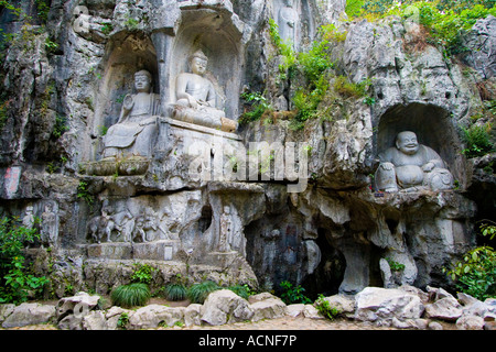 Buddhist Rock Carvings Feilai Peak Lingyin Temple Hangzhou China Stock Photo