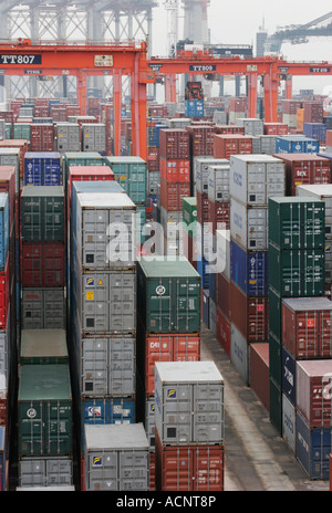 A stack of containers at Kwai Chung Hong Kong Stock Photo