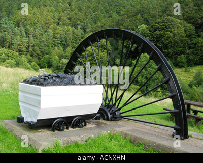 Coal mining memorial at Cwmcarn Scenic Drive Caerphilly South Wales UK Stock Photo