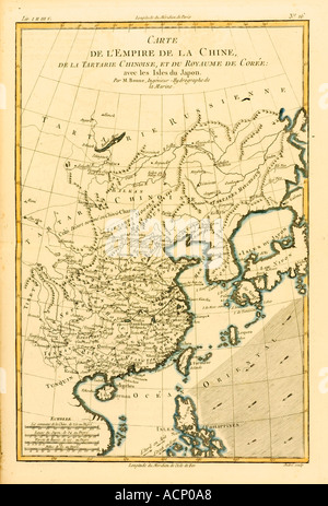 Map of China and Japan circa 1760 Stock Photo