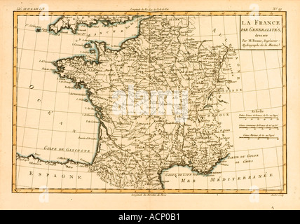Map of France circa 1760 Stock Photo