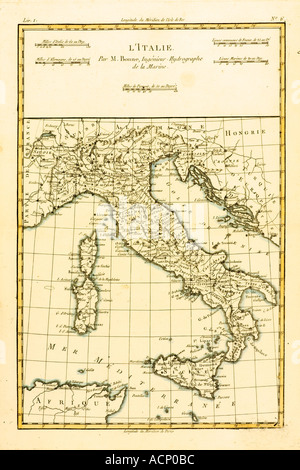 Map of Italy circa 1760 Stock Photo