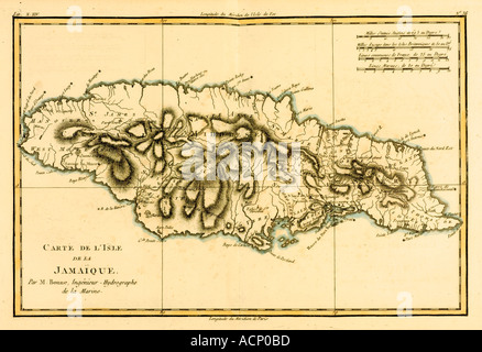 Map of Jamaica circa 1760 Stock Photo