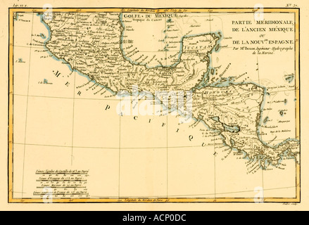 Map of Southern Mexico circa 1760 Stock Photo